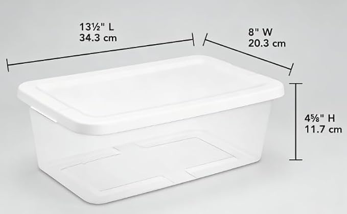 10-Pack of 6 Quart Clear Storage Boxes, Modern style, durable and sturdy, White Plastic with Snap-On Lids, Suitable for bedroom storage