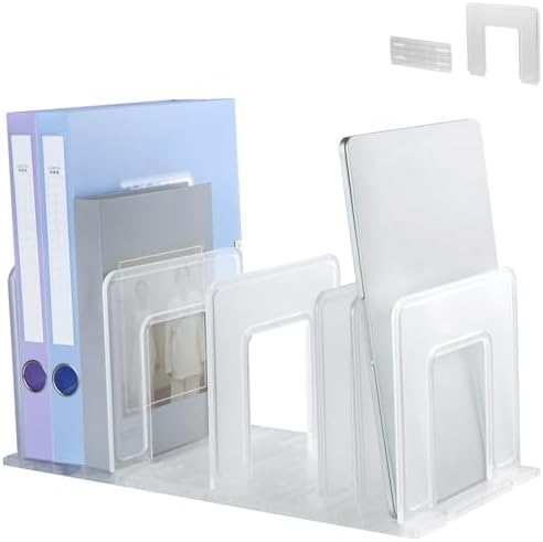 Translucent Frosted Adjustable Vertical File Sorter Sturdy Plastic Expandable Upright File Holder, Desktop Binder Organizer, School Office Book File Organizer, Assemble Easily Endlessly by LuluEasy