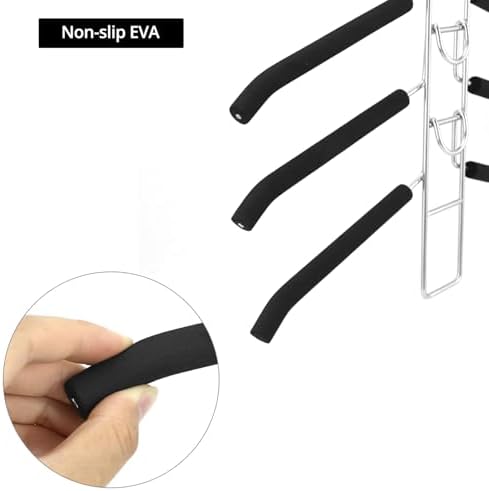 QWORK 4 Pack Clothes Hangers Space Saving, 5 in 1 Multi Layer Metal Hanger Racks for Coat, Suit, Sweater, T-Shirt - Image 4