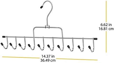 Whitmor Clothes Hanger, 10 Hook Accessory Hanger, Chrome Metal Tie Hanger for Closet, Belt, Ties, Scarves Organizer and Rack, Space Saving Closet Accessories, Black Tips - Image 5