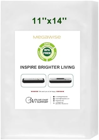 MEGAWISE Vacuum Sealer Bags 25 Count, 11x14" BPA-Free Embossed Bags by MEGAWISE