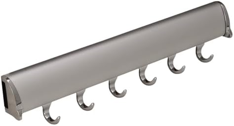 TAG Hardware Designer 6-Hook Expandable Valet Belt Rack, 13.75-Inch Extendable Wardrobe Closet Organizer Rod (Matte Aluminum with Chrome Ends) by HardwareforHomeBusiness
