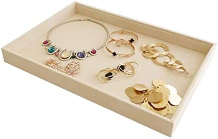 Large Beige Premium Quality Velvet Jewelry Display Box Tray Stackable Practical Trade Show Home Store Open Tray - Image 2