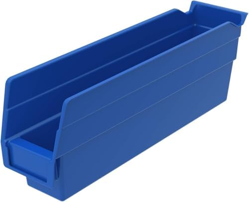 Akro-Mils 30110 Heavy Duty Plastic Shelf Bins, 12"x 3"x 4", Blue, 24-Pack by Akro-Mils