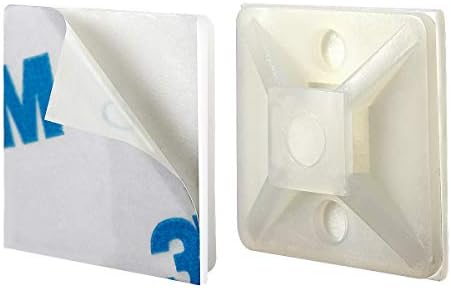 XHF 100 PCS 3/4" White Self Adhesive Cable Zip Tie Mounts Wire Cable Clips Holders Management Anchors Organizer Holders Squares(HS-101S) - Image 2