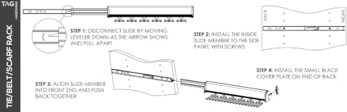 TAG Hardware Designer 6-Hook Expandable Valet Belt Rack, 13.75-Inch Extendable Wardrobe Closet Organizer Rod (Matte Nickel) - Image 3