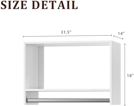 31.5" Wide Tall Hanging Modular Closet System, Wall-Mounted Closet Organizer with Shelf and Hanging Rod, White - Image 2