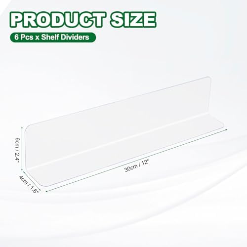 uxcell 6pcs Clear Shelf Dividers, 12"x2.4" Plastic L-Shaped Shelf Separator, Transparent Organizer Divider for Supermarket Store Commodity Classification - Image 2