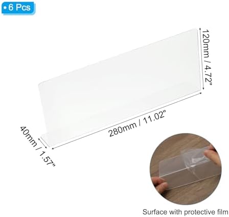 PATIKIL 6 Pack Shelf Dividers for Closet Organization, 11x1.57x4.7 Acrylic Closets Separator Kitchen Cabinet Shelves Under Bed Blocker for Bedroom Kitchen Office, Clear - Image 2