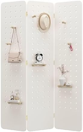3/4 Panels Adjustable Pegboard Room Divider - Versatile Privacy Screen with Storage Rack for Craft and Retail Events(White,3 Panel) by Unknown