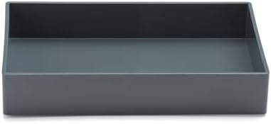 Poppin Stackable Medium Accessory Tray - Modular Lacquer Desk Trays for Office Organization, Color-Coordinated Office Supplies for Desk, Paper Trays (Dark Gray, Medium Accessory) - Image 2