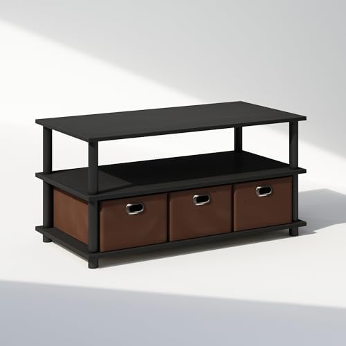 Furinno Turn-N-Tube Shoe Rack, 3-Tier Compact Shoe Organizer, Toolless Shoe Storage with Bin Drawers and Open Shelves, 15.5 x 31.2 x 15.4, for Closet Entryway, Office, Garage, Black Oak - Image 3