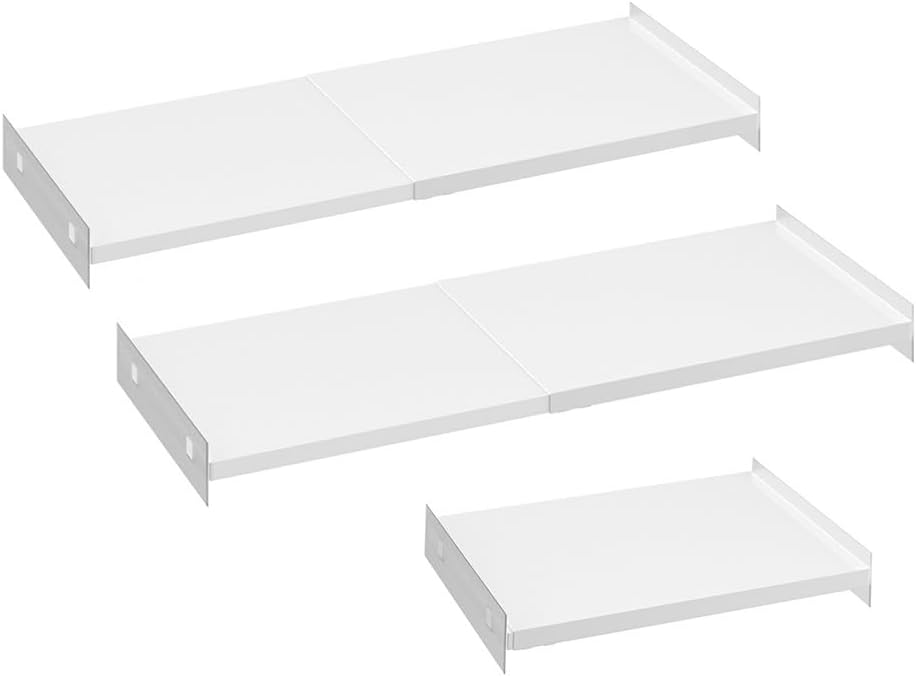 Closet Shelf Divider Expandable Cabinet Tension Shelving Rack Heavy Duty Metal DIY Shelves Separator for Wardrobe Cupboard Cabinet Pantry Kitchen Bathroom,White,3packs by WEJIPP