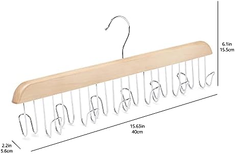 Amazon Basics Wooden Belt Hanger Closet Organizer, Multifunctional, Smooth Finish, Natural, 2-Pack - Image 5