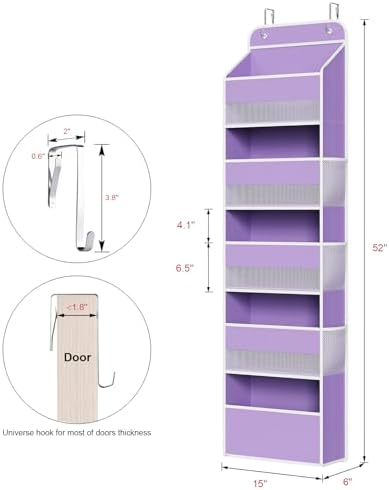 Univivi Over Door Hanging Organizer for Baby Nursery, Purple, 5-Shelf - Image 3