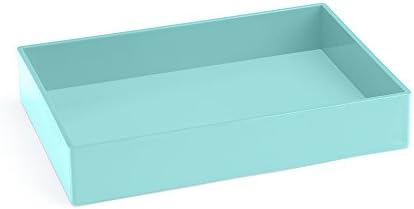 Poppin Stackable Medium Accessory Tray - Modular Lacquer Desk Trays for Office Organization, Color-Coordinated Office Supplies for Desk, Paper Trays (Aqua, Medium Accessory) - Image 2