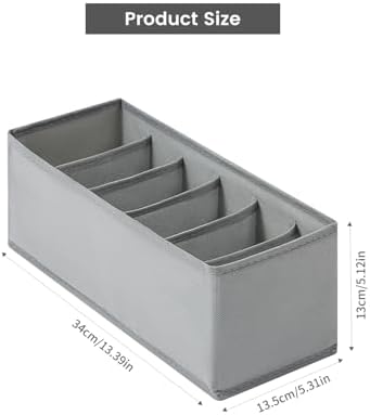 3 Packs Fabric Belt Organizer for Closet and Drawer, Foldable 6 Grids Dresser Drawer Organizers, Belt Tie Holder, Tie Box-Grey - Image 4
