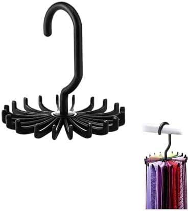 Circular Tie Hanger Updated Twirl Tie Rack Adjustable Twirl Tie Rack Tie Belt, Multipurpose Organizer for Closet Storage(Black) by YAFIYGI