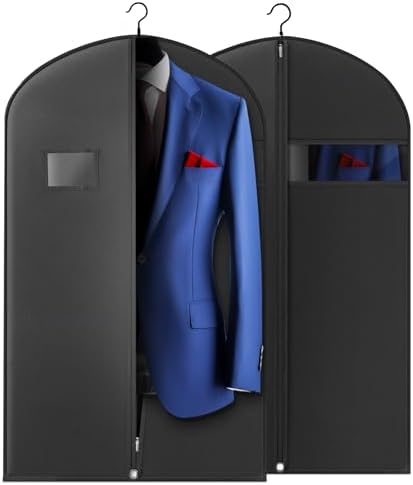 Hleelomi 2 Pack 40-in Garment Bag for Hanging Clothes Suit Bag Black by Hleelomi