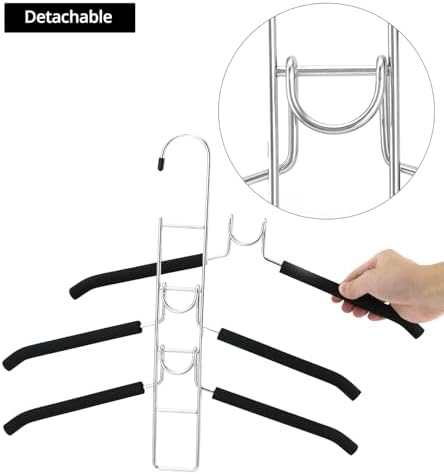 QWORK 4 Pack Clothes Hangers Space Saving, 5 in 1 Multi Layer Metal Hanger Racks for Coat, Suit, Sweater, T-Shirt - Image 5