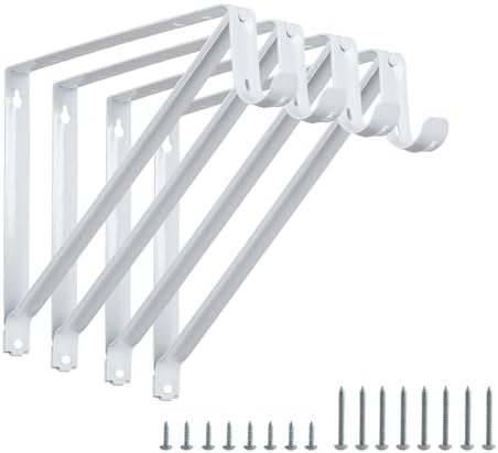 Closet Rod Brackets 11x9.5in, 4 Pack Closet Shelf Brackets, White by HOME+MASTER+HARDWARE