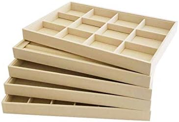 Large Stackable Jewelry Display Tray Case Organizer Premium Velvet Soft Light Beige Home Store Sales Shows (12 Grid) - Image 6