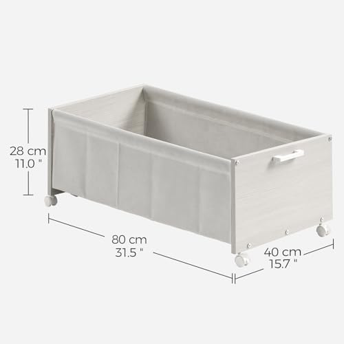 FOUCSSOMEI Under Bed Storage with Wheels, Wooden Under Bed Drawers On Wheels, Rolling Under Bed Shoe Storage, Space Saving,White,Quadruple Size,90L - Image 6
