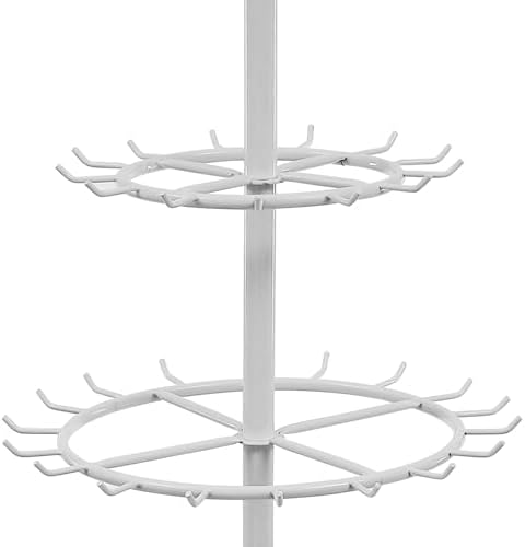 Floor Standing Belt Display, Metal Retail Tie Rack Hanger Organizer, Belt Stand Shelf for Clothing Store Bedroom Business (White) - Image 5