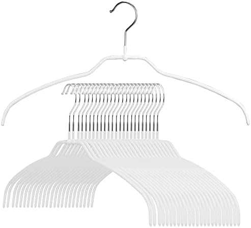 Mawa Reston Lloyd Silhouette Ultra-Thin Series, Non-Slip Space Saving Shirt Hanger, Style 42/FT, Pack of 24, White, 24 Piece by Mawa
