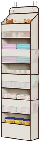 Univivi Fabric Over Door Hanging Organizer for Baby Nursery, Beige, 5-Shelf by Univivi