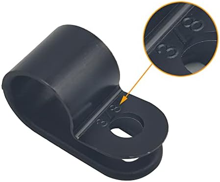 Cable Clamp R-Type Cable Clip Wire Clamp 3/8" Nylon Screw Mounting Cord Fastener Clips with Screws for Wire Management - Black - 50 Pcs - Image 2