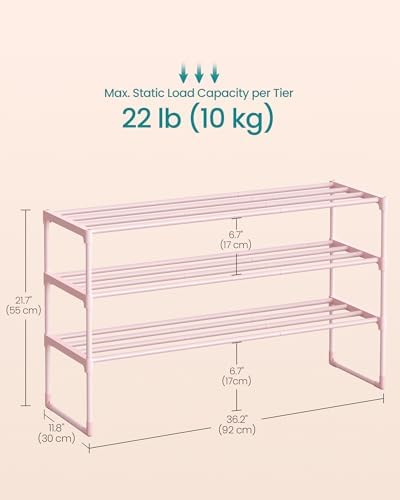 SONGMICS Shoe Rack, 3-Tier Shoe Organizer, Metal Storage Shelf - Image 3