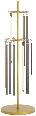 Floor Standing Belt Display, Metal Retail Tie Rack Hanger Organizer, Belt Stand Shelf for Clothing Store Bedroom Business (Gold) by juckeyroot