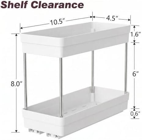 Pull Out Spice Rack, 2 Pack 2-Tier Cabinet Organizer, White - Image 5