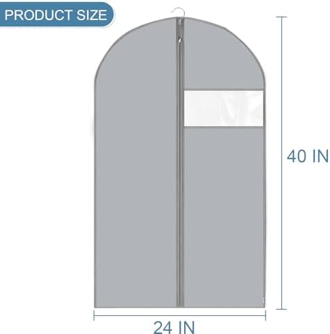 Garment Bag Suit Bag for Storage 40 inch, Washable Suit Cover for T-Shirt, Jacket, Suits, Coats,7 packs,Gray - Image 2