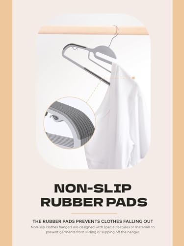 HOUSE DAY Slim Plastic Hangers with Non Slip Rubber Pads, 30 Pack, Grey - Image 6