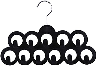 Velvet Scarf Storage Organizer for Closet (Pack of 3), Black | by Home Basics | Scarf Holder for Scarves and Ties | Slim Scarf Hangar Useful for Belts and Jewelry by HomeBasics