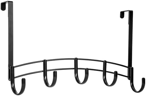 LYNK Professional® Home™ Over the Door Hooks - 5 Hook – Over the Door Coat Rack - Over the Door Hanger - Hanging Towels or Clothes - Bathroom, Bedroom, Laundry Room - Lifetime Ltd. Warranty, Black - Image 2