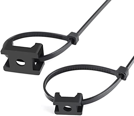 100 Pcs Cable Zip Tie Saddle Type Mounts Base with 8" Cable Ties Tapping Screw, Wire Cable Clips Organizer Holders Clamps Black - Image 3
