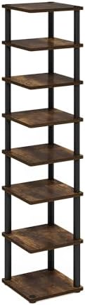 Furinno Turn-N-Tube Vertical Shoe Rack, 8-Tier Narrow Shoe Organizer, Free Standing Shoe Storage, Shoe Shelf for Boots, Sneakers, 11.6 x 11.6 x 52.6, for Closet, Entryway, Office, Garage, Amber Pine - Image 6