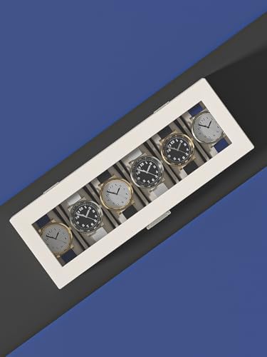 Watch Display Case For Men,Leather Watch Organizer Box,Watch Collection Storge Holder For Women,Watch Travel Organizer Tray (Beige Velvet, 6 slots) - Image 3