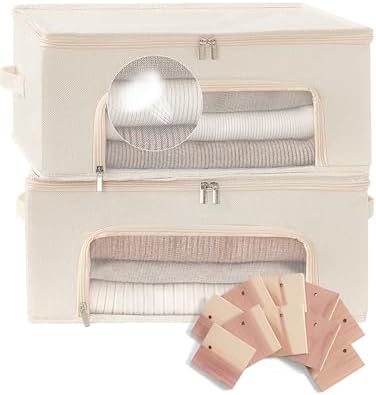 2-Pack Cashmere Sweater Storage Bags for Wool with Cedar Blocks, Ivory by Beveetio