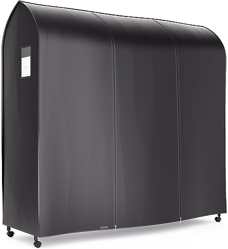 HANGERWORLD 6ft Large Black Clothes Rack Cover with 2 Zippers - Waterproof Nylon, Breathable, Dust Protector for Storage (Garment Rack Cover ONLY) by Hangerworld