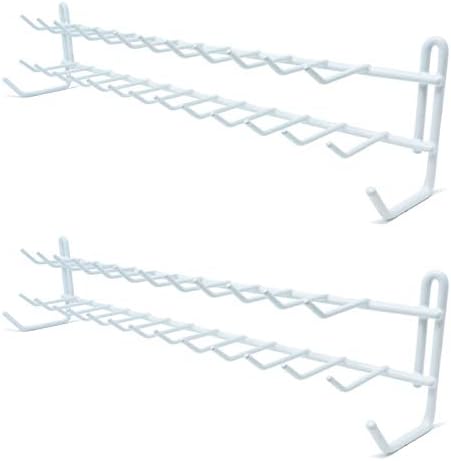 Huji Wall Mount Tie and Belt Rack Organizer, White (2 Pack) by HUJI