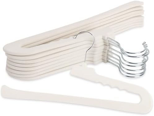 Velvet Pants Hangers - 8 Pack White Non Slip Open Ended Hanger with 360 Swivel Hook - Closet Space Saving Hanger for Heavy Pants, Jeans, Trousers, Scarf by Huopueit