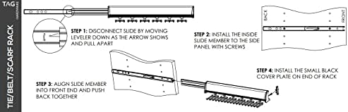 TAG Hardware Designer 15 Hook Full Extension Telescopic Tie Rack Closet Organizer (Slate) - Image 4