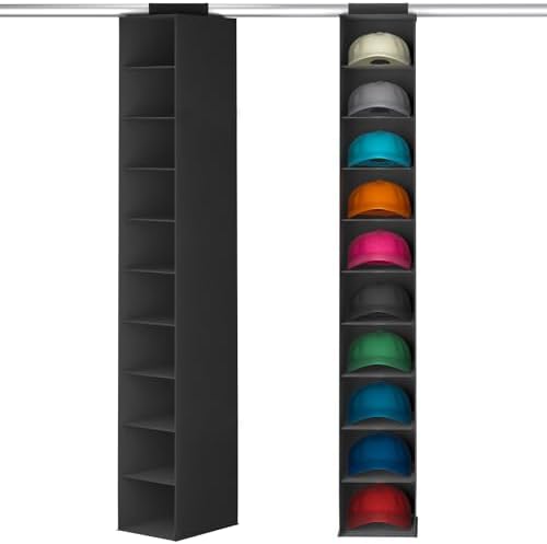 Lifewit 10 Section Hanging Hat Organizer for Baseball Caps, Black, 1 Pack by Lifewit