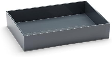 Poppin Stackable Medium Accessory Tray - Modular Lacquer Desk Trays for Office Organization, Color-Coordinated Office Supplies for Desk, Paper Trays (Dark Gray, Medium Accessory) by Poppin