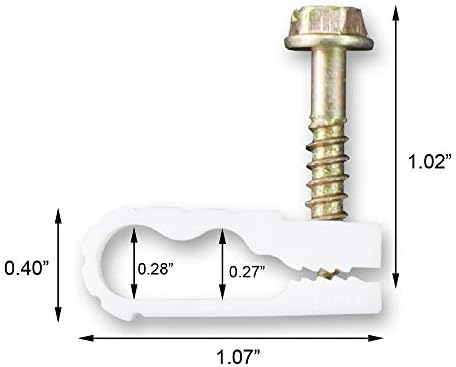 Coaxial Cable Clips - Cable Holder - Wire Clips - Siding Clips for Hanging - Cord Holder for Desk - Cable Clamps - Cord Clip - Wire Organizer Clips - Tv Mount Screws - White - 10 Pack - STEREN - Image 5