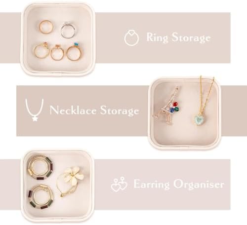 3 Pack Small Jewelry Trays Stackable PU Leather Ring Dish Organizer - Image 4